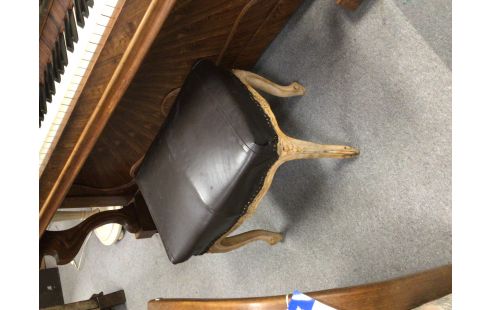 TABOURET CHENE CLAIR CUIR BRUN