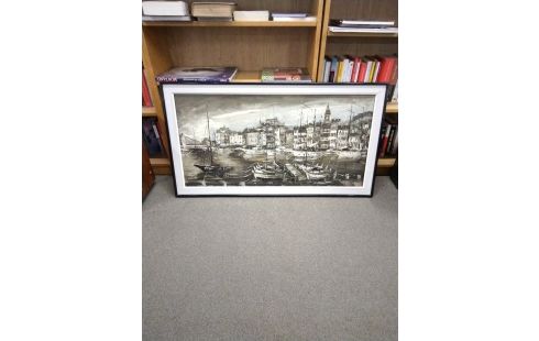 HUILE SUR TOILE ST TROPEZ ANNEES 70