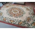 TAPIS FAIT MAIN TON ROUGE BEIGE ORANGE ET VERT