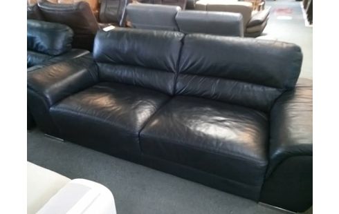 CANAPE 2.5 PLACES CUIR NOIR (GRIFFURES)