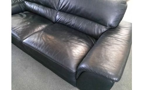 CANAPE 2.5 PLACES CUIR NOIR (GRIFFURES)
