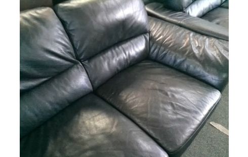 CANAPE 2P CUIR NOIR (GRIFFURES)