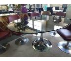 TABLE OVALE VERRE PIED TULIPE
