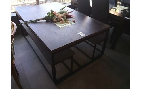 TABLE + 2 BANCS FACON BOIS GM