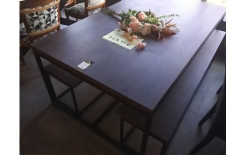TABLE + 2 BANCS FACON BOIS GM