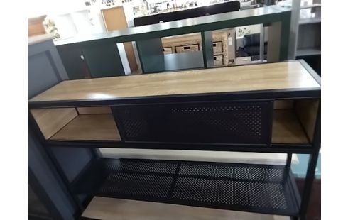 CONSOLE STYLE INDUSTRIEL MÉTAL NOIR MELAMINĖ BEIGE