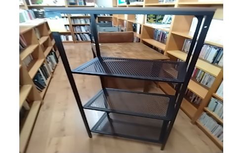 ETAGERE HAUTE STYLE INDUSTRIEL. 3 NIVEAUX METAL DESSUS PIN FONCÉ