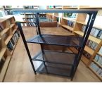 ETAGERE HAUTE STYLE INDUSTRIEL. 3 NIVEAUX METAL DESSUS PIN FONCÉ