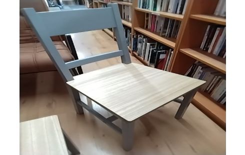 CHAISE BOIS GRIS ET BEIGE IKEA