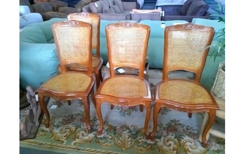 LOT DE 4 CHAISES STYLE LOUIS XV CANNEE