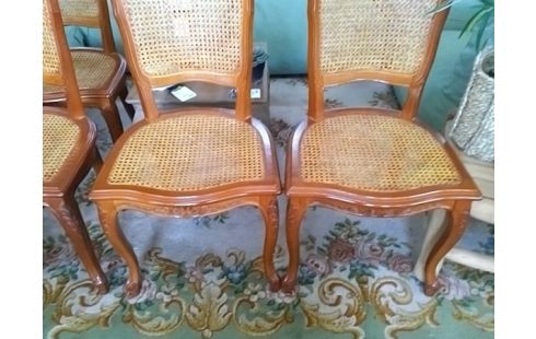 LOT DE 4 CHAISES STYLE LOUIS XV CANNEE