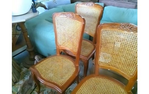 LOT DE 4 CHAISES STYLE LOUIS XV CANNEE