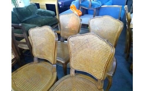 LOT DE 4 CHAISES CANNEES