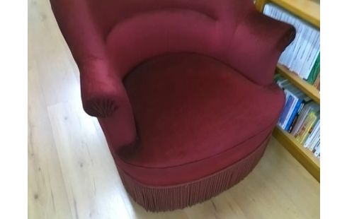 FAUTEUIL VELOURS BORDEAUX