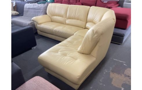 CANAPE D'ANGLE DROIT CUIR JAUNE