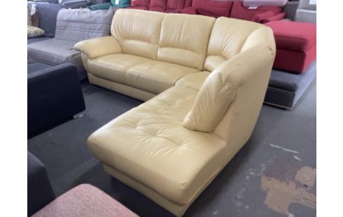 CANAPE D'ANGLE DROIT CUIR JAUNE