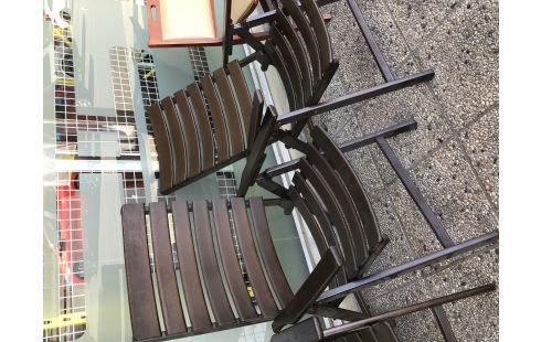 CHAISE DE JARDIN BOIS FONCE GM