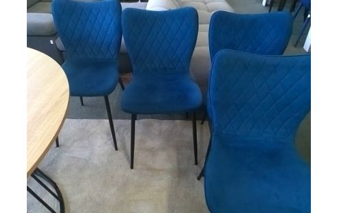 LOT DE 4 CHAISES BLEUES EN TISSU (QLSQ TACHES)