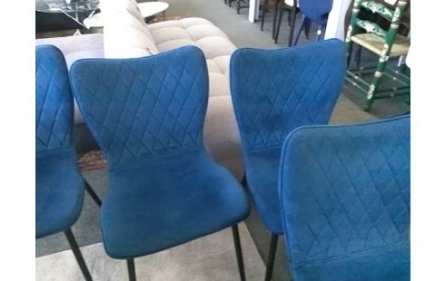 LOT DE 4 CHAISES BLEUES EN TISSU (QLSQ TACHES)