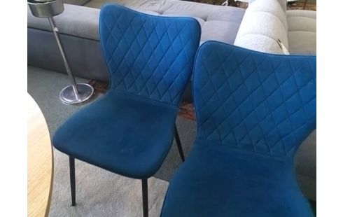 LOT DE 4 CHAISES BLEUES EN TISSU (QLSQ TACHES)
