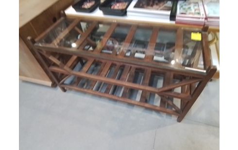 MEUBLE BOIS 3N DESSUS VERRE