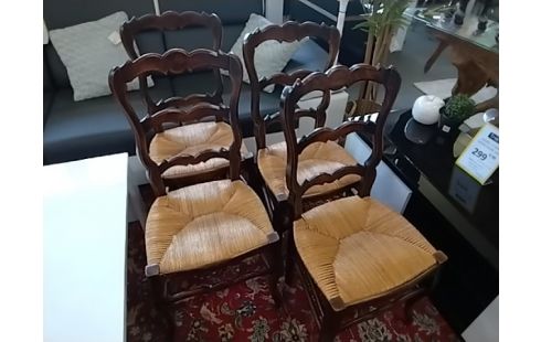 CHAISE PAILLEE LOT DE 4