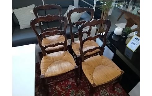 CHAISE PAILLEE LOT DE 4