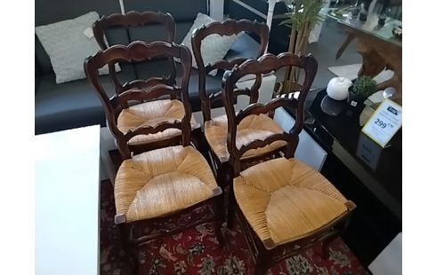 CHAISE PAILLEE LOT DE 4