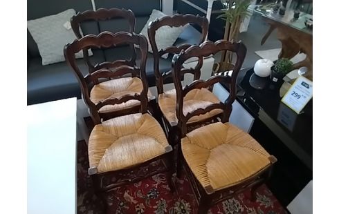 CHAISE PAILLEE LOT DE 4