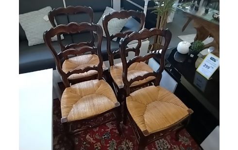 CHAISE PAILLEE LOT DE 4
