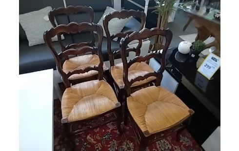 CHAISE PAILLEE LOT DE 4