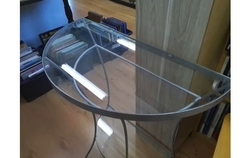 CONSOLE METAL AVEC PLATEAU VERRE