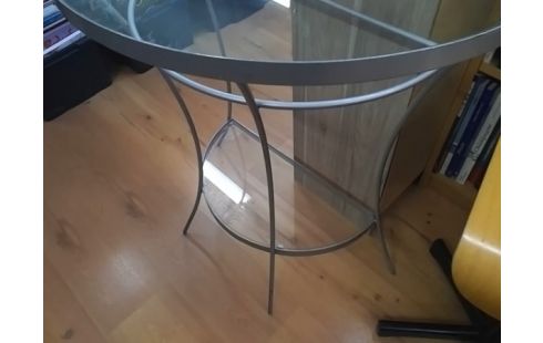 CONSOLE METAL AVEC PLATEAU VERRE