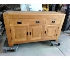BUFFET BAS CHÊNE MASSIF SATINÉ 3P3T