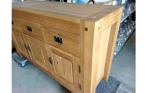 BUFFET BAS CHÊNE MASSIF SATINÉ 3P3T