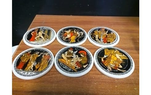 LOT DE 6 DESSOUS DE VERRE GREC