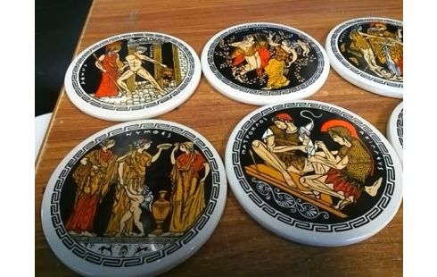 LOT DE 6 DESSOUS DE VERRE GREC
