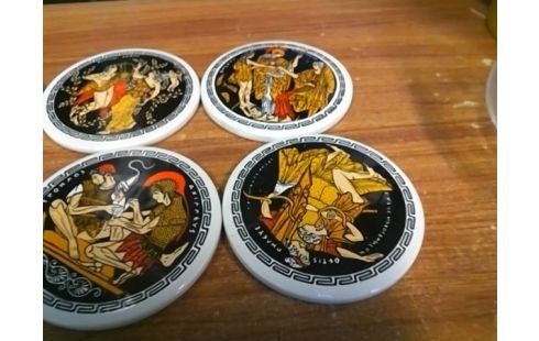 LOT DE 6 DESSOUS DE VERRE GREC