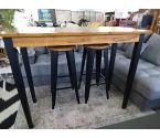TABLE HAUTE AVEC 2 TABOURETS STYLE INDUSTRIEL