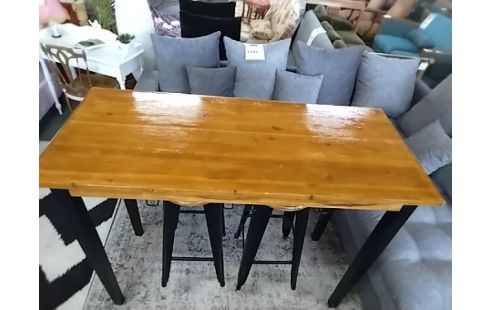 TABLE HAUTE AVEC 2 TABOURETS STYLE INDUSTRIEL