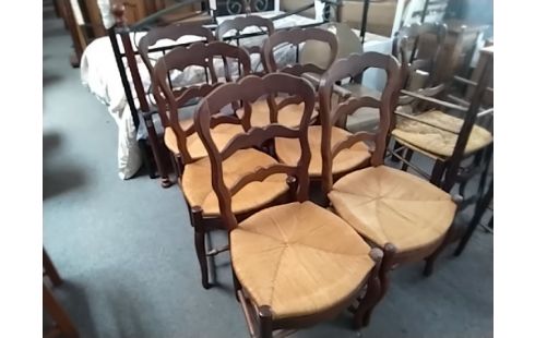 6 CHAISES PAILLEES