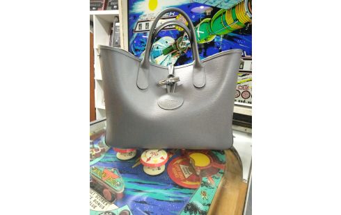 SAC A MAIN LONGCHAMP CUIR GRIS
