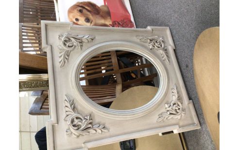 MIROIR GRIS DECO FEUILLAGE