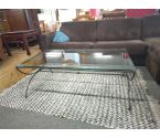 TABLE BASSE FER FORGE VERRE