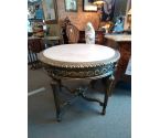 GUERIDON BOIS PATINE BRONZE MARBRE