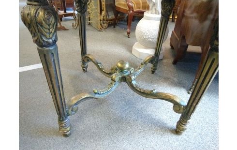 GUERIDON BOIS PATINE BRONZE MARBRE