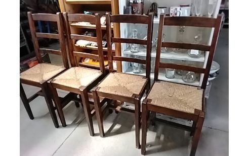 4 CHAISES HAUTE BOIS FONCÉ