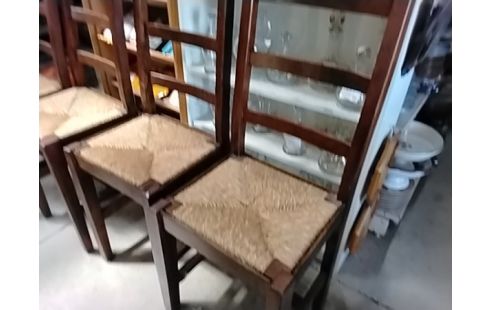 4 CHAISES HAUTE BOIS FONCÉ