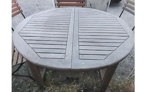 TABLE RONDE BOIS EXOTIQUE 1 ALLONGE