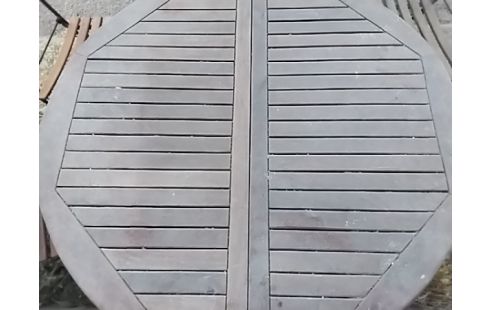 TABLE RONDE BOIS EXOTIQUE 1 ALLONGE